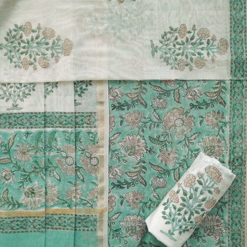 Floral Jaal Print Chanderi Silk Suit Set (CHA01)